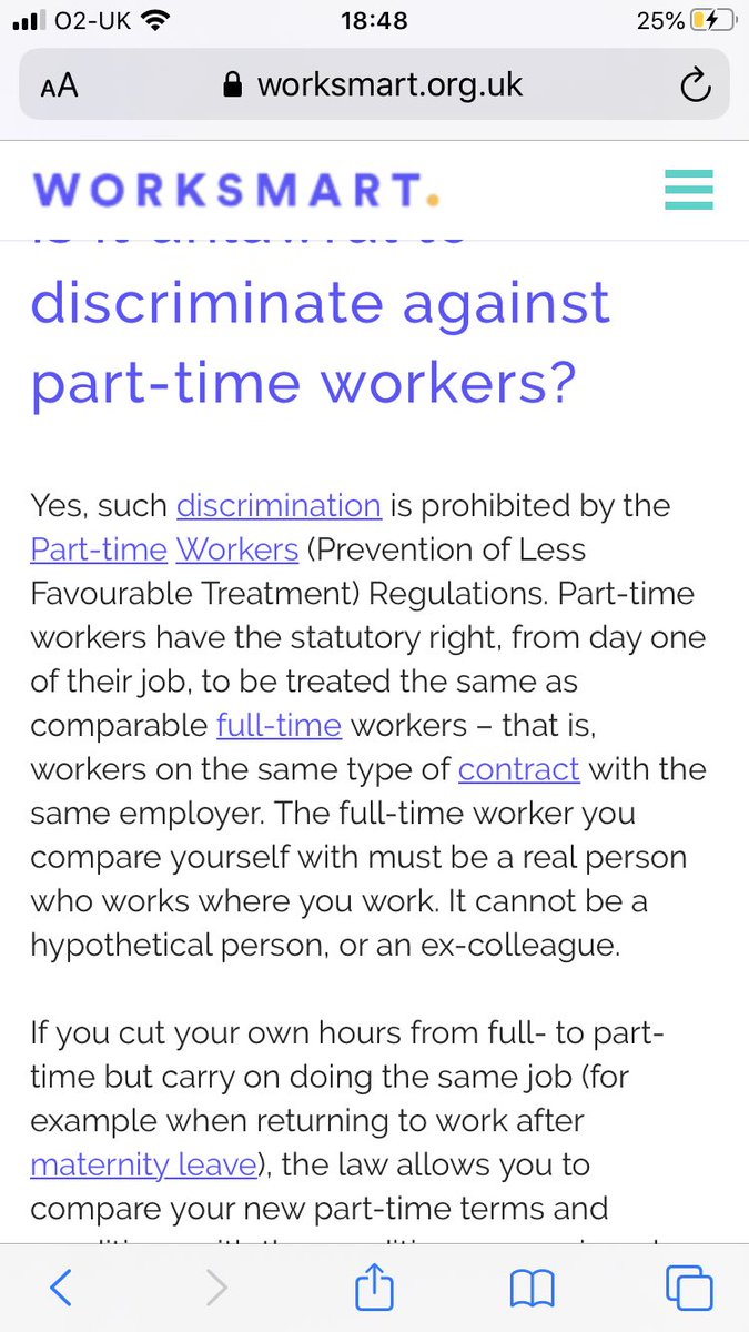 LDNgal25's tweet photo. @jillberry102 @evebrindley @barkdon03 @SaysMiss Try using the Part-time Workers (Prevention of Less Favourable Treatment) Regulations 2000 https://t.co/KOAkHOoAsi
