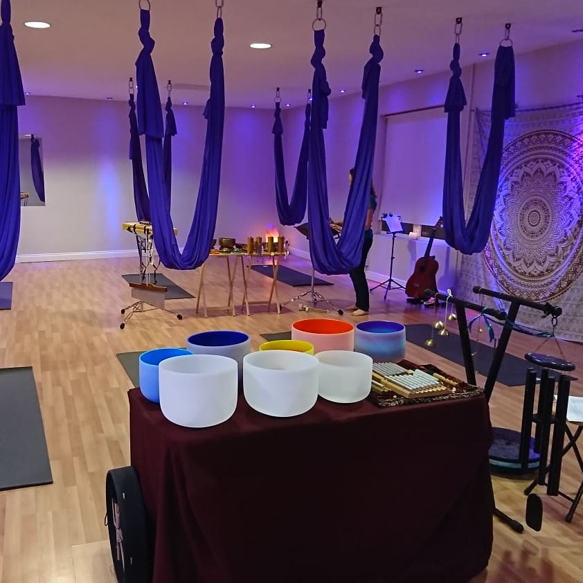 Maeshine6's tweet photo. Had a magical evening at Live. Love Yoga Studio at our Cradle of Calm night - these events are so joyous for the us as we get to share our music in a gentle and soothing way. The hammocks allow us to bathe those inside with sound and song in a caring and calming way that we love! https://t.co/ywwqsifpEp