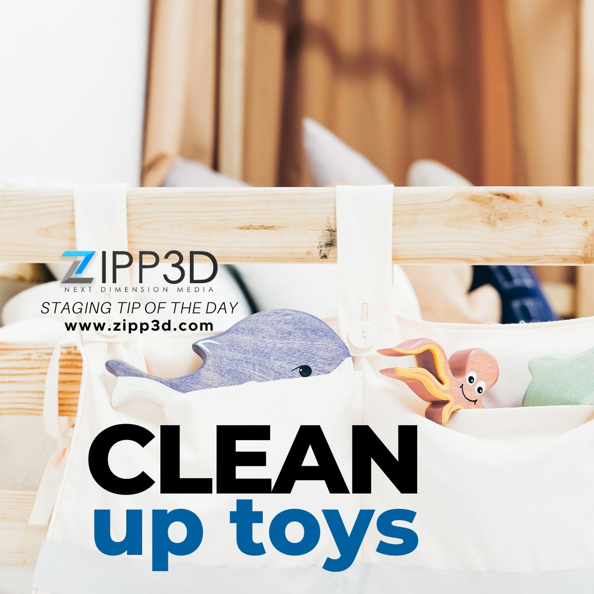 Zipp3D's tweet photo. Store away most of the toys to keep them from getting in the way as potential distractions that may turn away prospective clients.ππ
π‘Read more tips here: https://t.co/4zlPdEsMWs
#proptech #zipp3d #homestaging #homedesigntips #homestylingmadeeasy #hometips #homestagingtips https://t.co/A5G6KRE6U4
