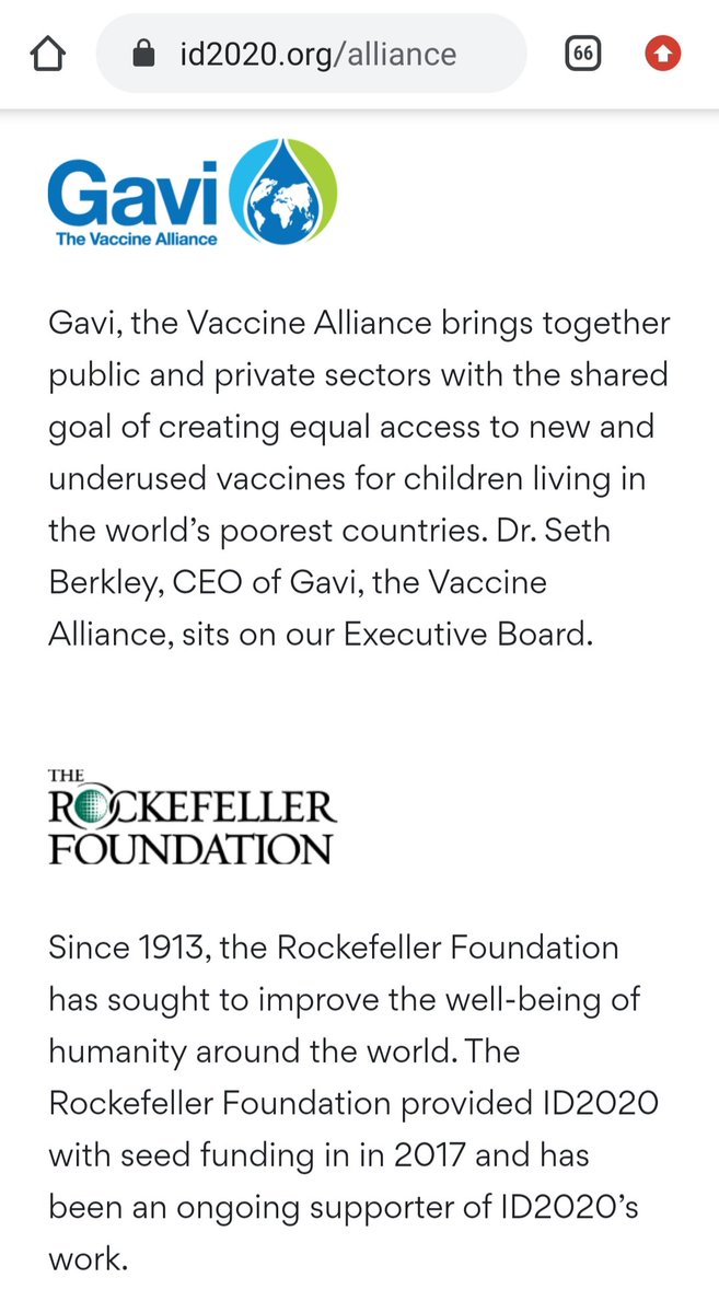 5) ID2020 is a partnership between Microsoft, the Rockefeller Foundation, GAVI Vaccine Alliance, and a few others.