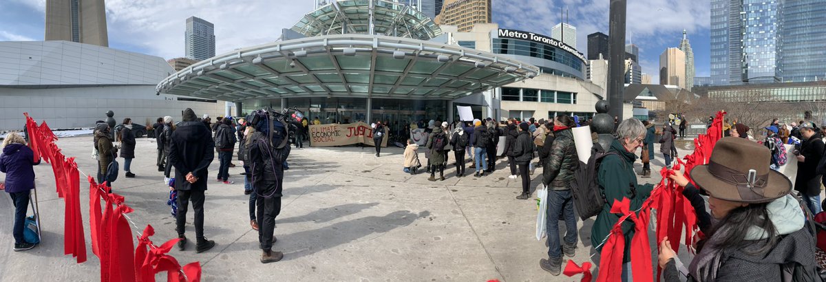 CanadiansOrg's tweet photo. Protestors covering all entrances to the massive mining conference in #toronto   #disruptPDAC  people before profit! https://t.co/O36PPGY5Zk