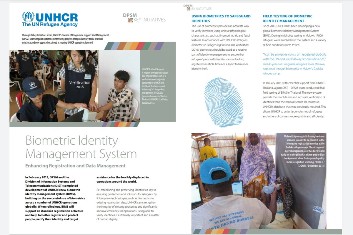 3) The UN has been securing and distributing funds from a number of sources in order to implement and expand their biometric ID operations for refugees.