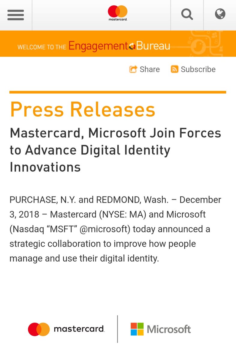 12) Mastercard and Microsoft are now partnered up in their efforts to advance digital identity innovations. Do you see where this is going?