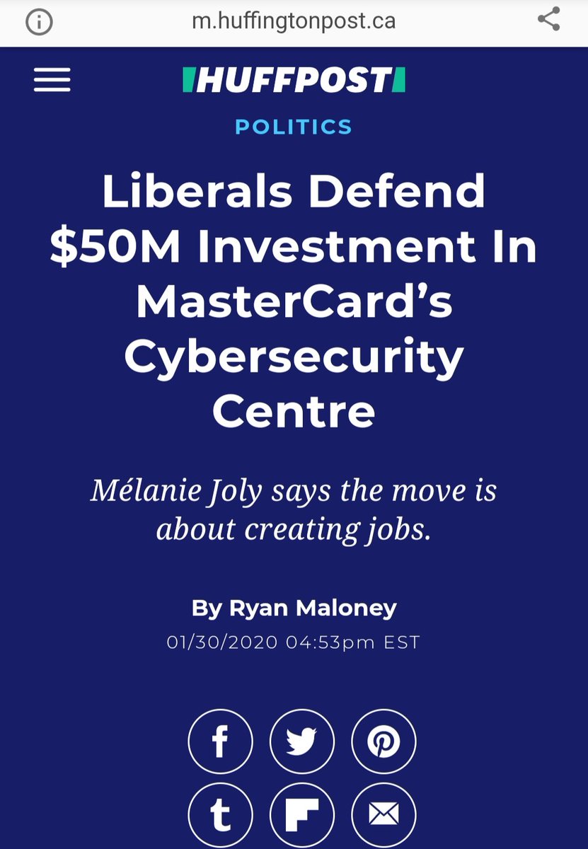 13) Mastercard appointed two very important people to their Board of Directors in June of 2019. Six months later, the Liberal Government hands $50M of our money over to Mastercard to help build their newest cybersecurity centre.