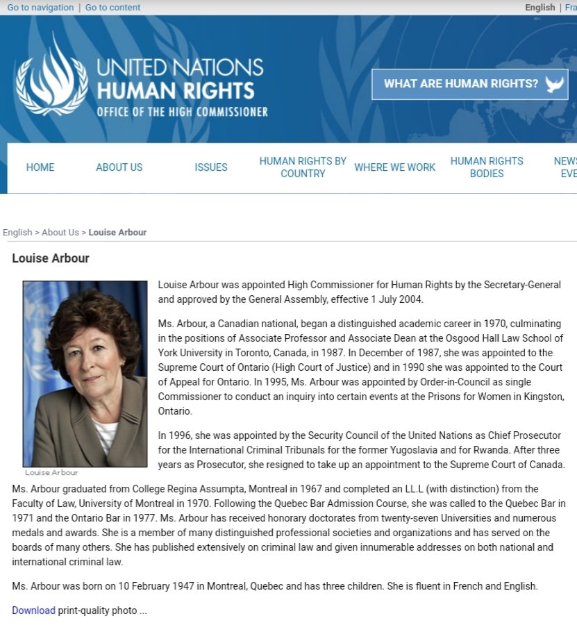 14) Louise Arbour is, among other things, a former Canadian law professor and UN High Commissioner for Human Rights. António Guterres appointed her to be the Special Representative for International Migration.