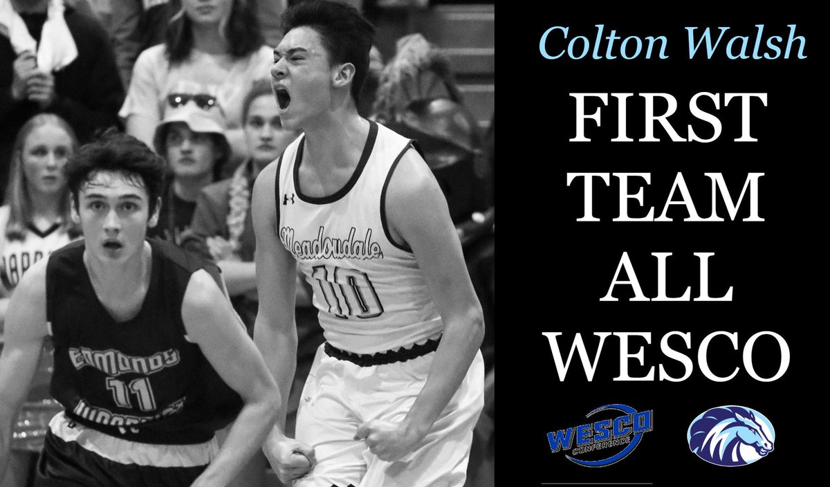 MeadowdaleBBall's tweet photo. Congratulations to @ColtonWalsh5 on being selected 1st Team All-Wesco! Colton averaged 16.5 ppg this season, and finished 17th all-time on the MHS career scoring list. https://t.co/AvK6pm2do1