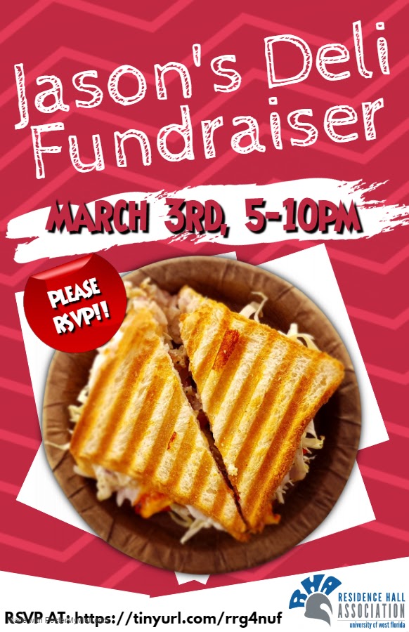 Hey Argos! Come out and support RHA and enjoy some delicious food at Jason's Deli on March 3rd from 5-10pm! Delicious hot soups and sandwiches, as well as baked potatoes and free soft-serve await you! Make sure to RSVP!