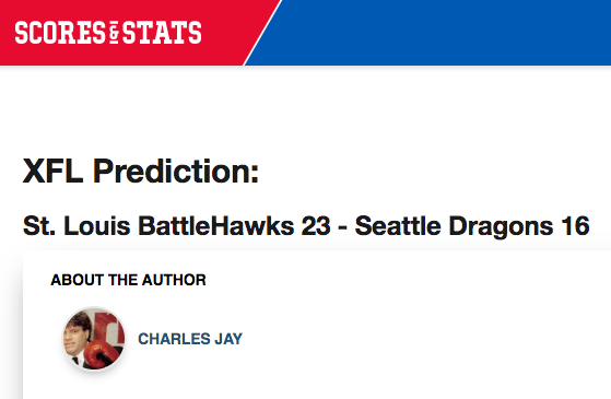 Scores_andStats's tweet photo. Our boy CJ NAILED the score in his prediction for @XFLBattleHawks vs. @XFLDragons yesterday >>> 23-16 STL!
👉https://t.co/3d7P1ucVd8
Check it out the entire article! We will be bringing you previews & predictions for every XFL game!
#XFL #aintsobad #welovefootball #winmorebets https://t.co/CwOWguabH5