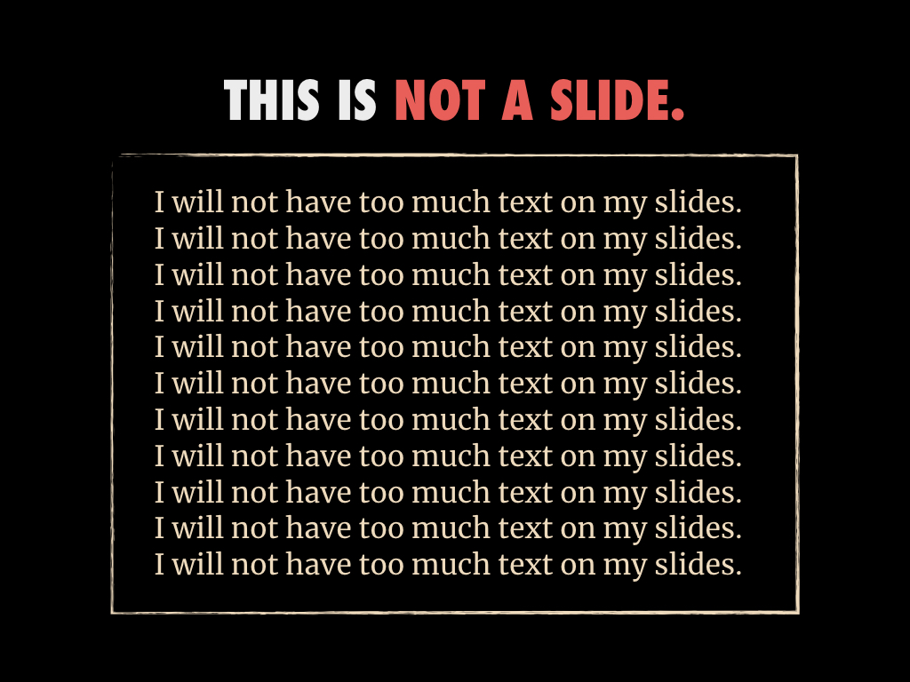 TimoRoettger's tweet image. Use less text. 

One of the most important tips for creating engaging scientific presentations is reducing text as much as possible. The audience is not there to read but to listen to you 1/7

@AcademicTwitter #AcademicChatter