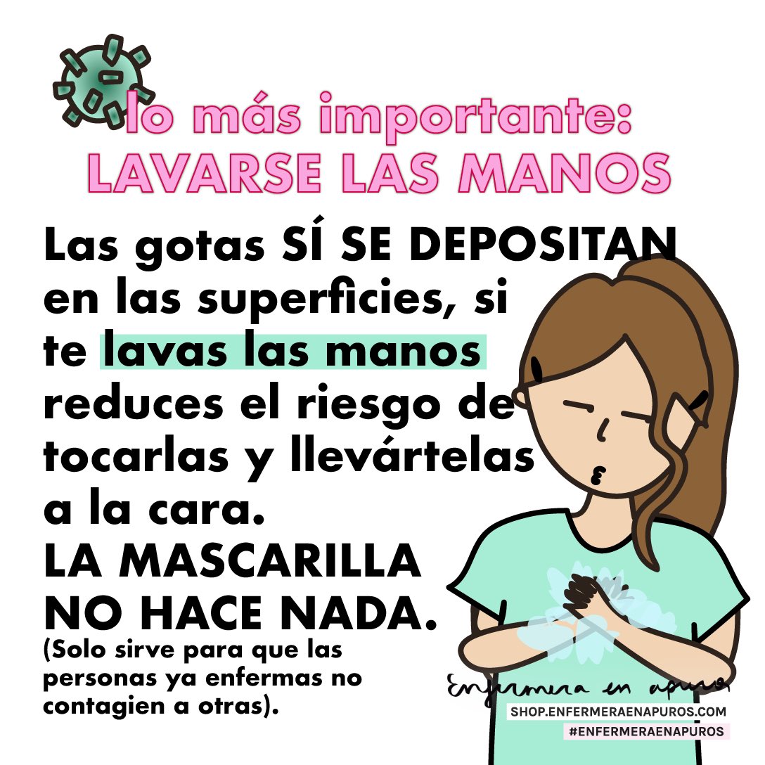 Y sobre todo: NO COMPRÉIS/COJÁIS mascarillas.😷🚫 Las personas que de verdad las necesitan lo están pasando fatal para conseguirlas. A los servicios de salud, los proveedores se las están cobrando a precio de oro. Un absurdo originado por el pánico irracional.