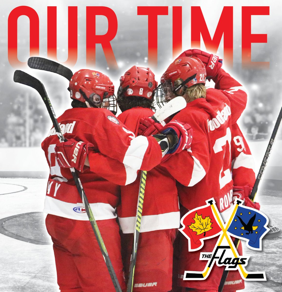 MooretownJrC's tweet photo. PLAYOFF GAME DAY! Flags hit the road today for a 7pm game at the Libro Centre in Amherstburg. The Flags are looking to close out their @PJHLOntario divisional final and punch their ticket to the division final for the first time since 1997. #RedReign #GoFlags  #OurTime https://t.co/EmjYawDzsJ