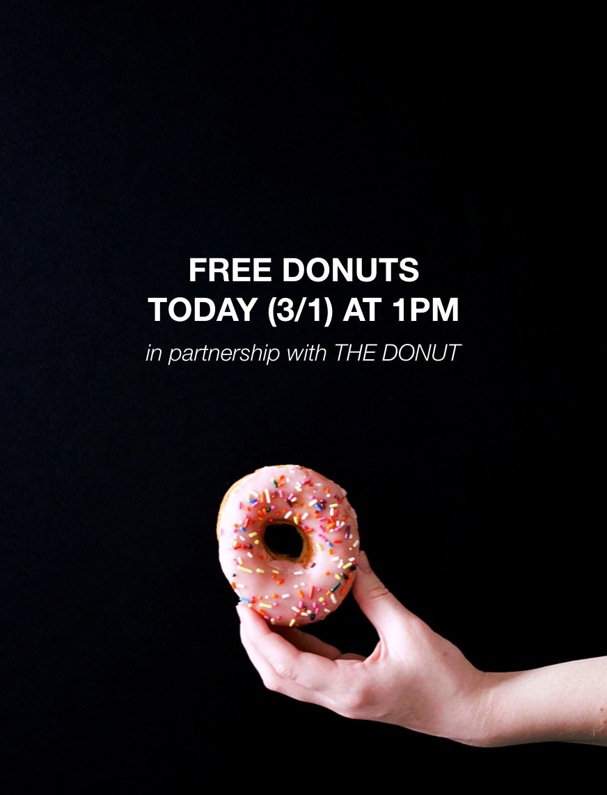 🍩FREE DONUTS TODAY (3/1) AT 1PM! 🍩

Head to the Cup &amp; Leaf Café at 1PM for a FREE donut with any purchase. 

We're teaming up with <a href="/donutdailynews/">the DONUT 🍩</a>, who offers a free daily email that’s changing the way people feel about news. 

Come to the café to learn more 🍵❤️🍩