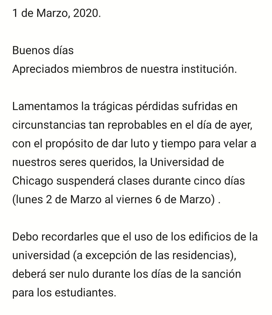 AustanDiermeier's tweet photo. Buenos días, comunidad estudiantil y colaboradores.

Chicago rechaza cualquier acto de violencia dentro y fuera de nuestra institución. https://t.co/QwQiatbgkE