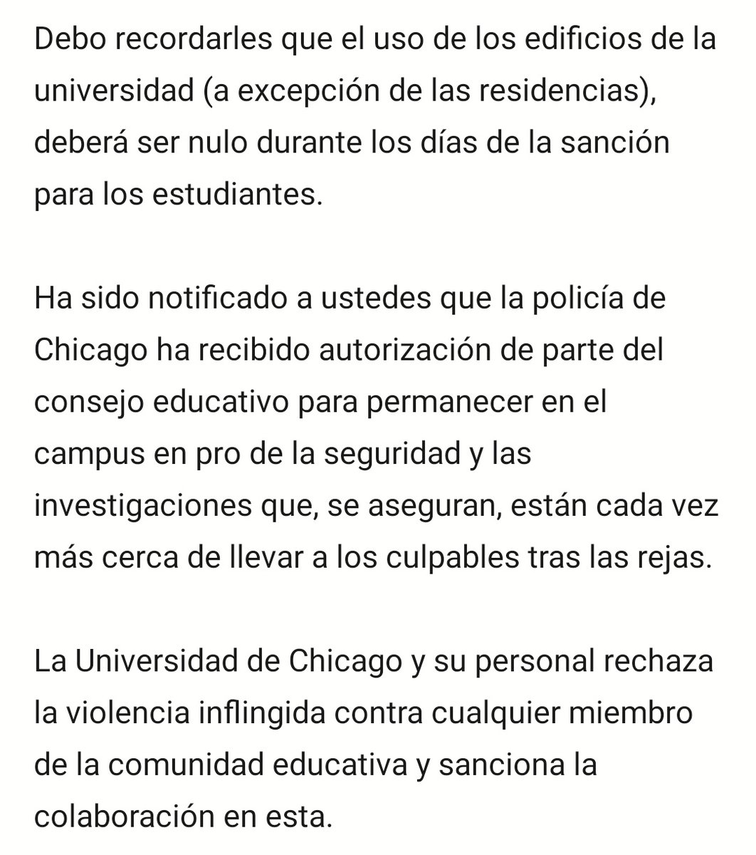 AustanDiermeier's tweet photo. Buenos días, comunidad estudiantil y colaboradores.

Chicago rechaza cualquier acto de violencia dentro y fuera de nuestra institución. https://t.co/QwQiatbgkE