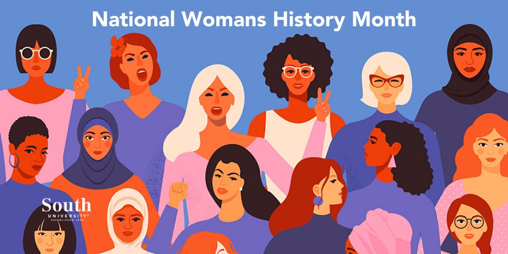SouthU's tweet photo. National Womenโs History Month begins today, tell us in the comments who your favorite woman from history is!
#WomansHistoryMonth #FavoriteWoman #SouthUniversity https://t.co/r2xQFV1rCa