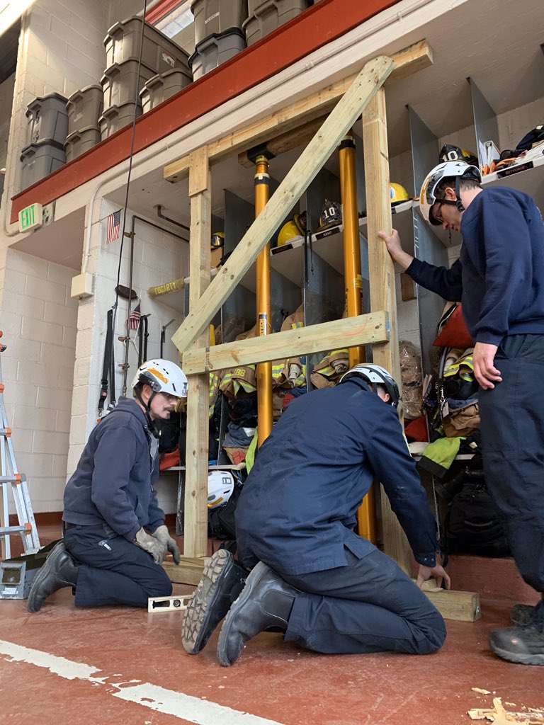 HCDFRS's tweet photo. #SpecialOperations team members from Station 10 (Rivers Park) C-Shift practiced emergency shoring techniques yesterday - between calls for service | Every day is a training day! https://t.co/gi0EXM8kjc