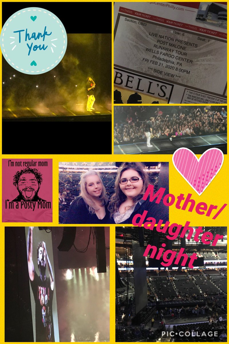 steph_sully623's tweet photo. Thank you @PostMalone for an amazing concert @WellsFargoCtr #motherdaughtermemories #posty #PostMalone #postymom ❤️🌻😍🎉 https://t.co/m94r9dL9Xj