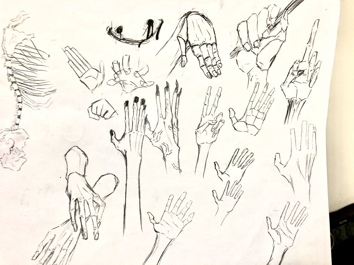 過去ににぼしが手の練習をした紙が出てきた。この時の方が上手い。
#絵描きさんと繋がりたい 