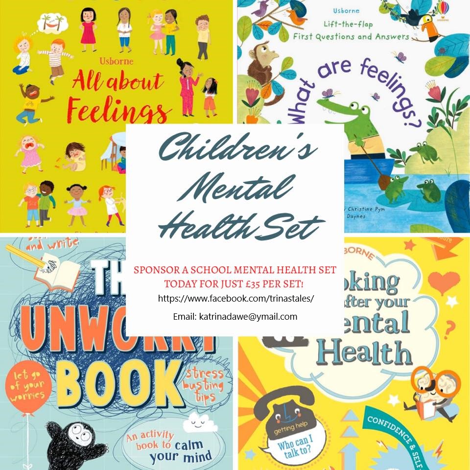 TalesTrina's tweet photo. I am looking for people and local businesses to sponsor these Mental Health Sets. Each set costs £35 and includes one of each book in the photo to cover every year in primary schools . You will also be able to specify which school receives your set! #childrensmentalhealthweek #l https://t.co/gpwSceCY76