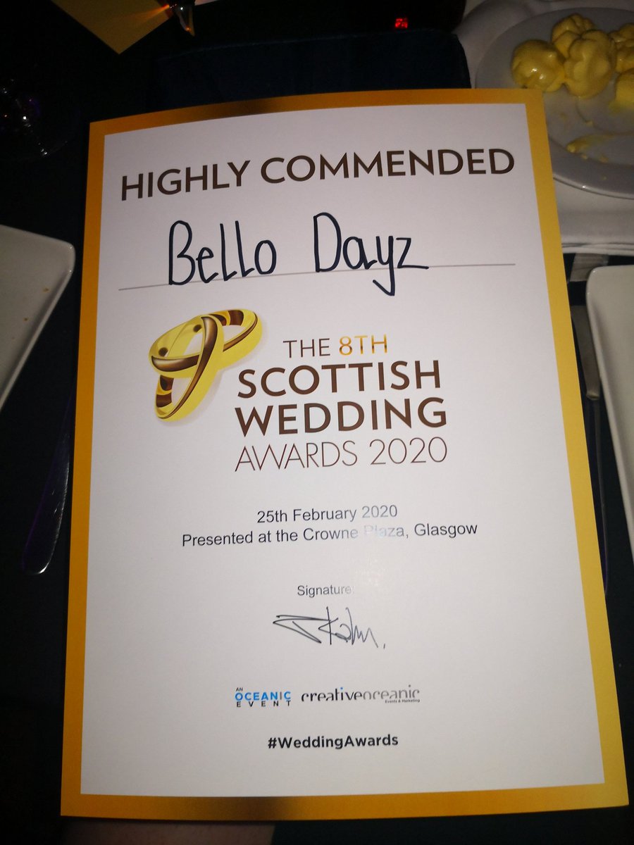 BelloDayz's tweet photo. We are super ecstatic to announce that on attendance of the Scottish Wedding Awards 2020 with @CreativeOceanic Bello Dayz were Highly Commended for Wedding specialist of the year 😭 I still can't believe it! Massive congratulations to all my girls! Well deserved ❤️ #weddingawards https://t.co/OnIzeKwRnM