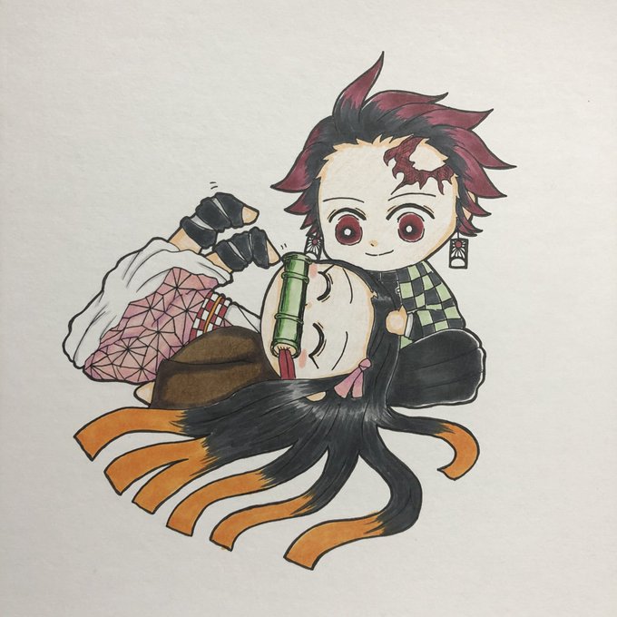 奈波/切り絵さんがTwitterに投稿した竈門炭治郎(鬼滅の刃)のイラスト。