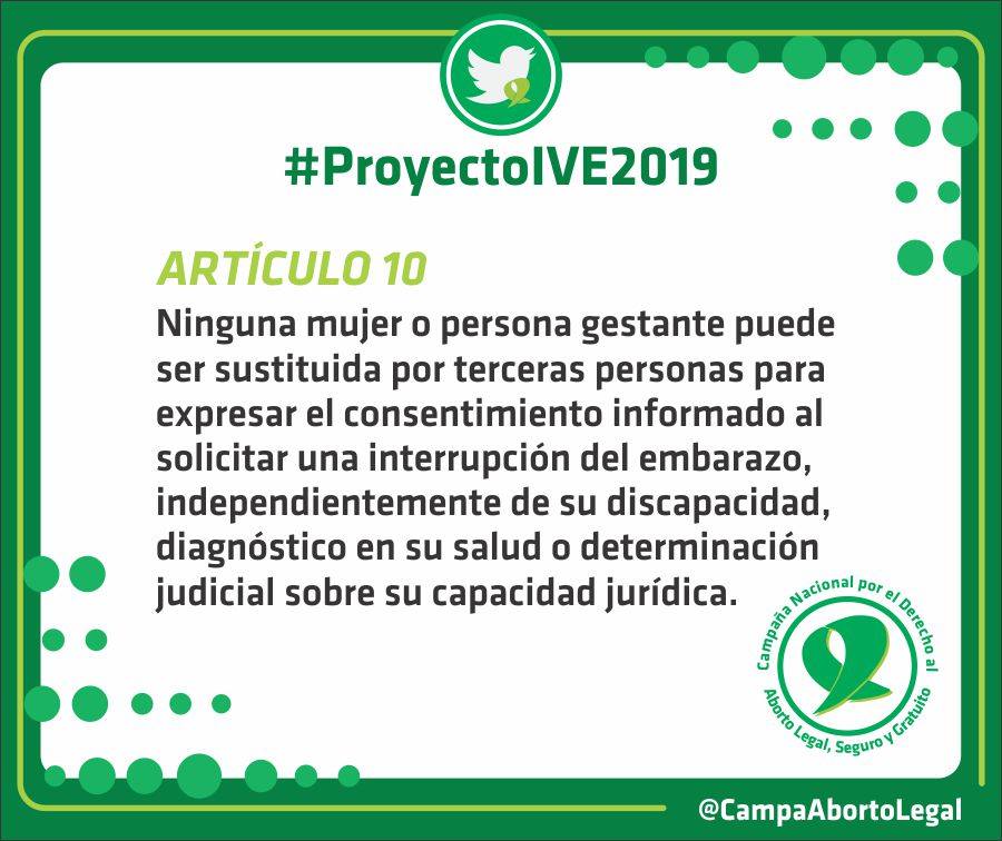 CampAbortoZSur's tweet photo. Ninguna persona gestante puede ser sustituida x 3ras personas para expresar el consentimiento informado al solicitar una interrupción del embarazo, independientemente d su discapacidad, diagnóstico en su salud o determinación judicial sobre su capacidad jurídica #ProyectoIVE2019 https://t.co/lzi3mCCH4t