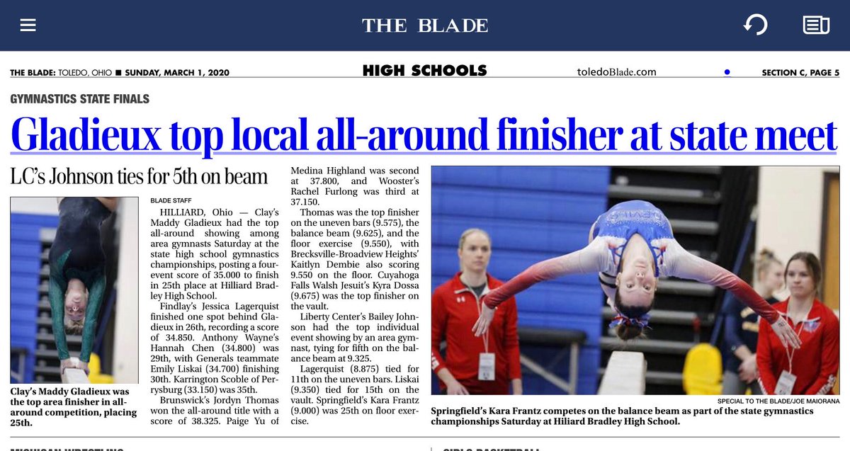 gymnasticsdevil's tweet photo. Awesome picture in @toledonews this morning! https://t.co/sMeF1QnkJn