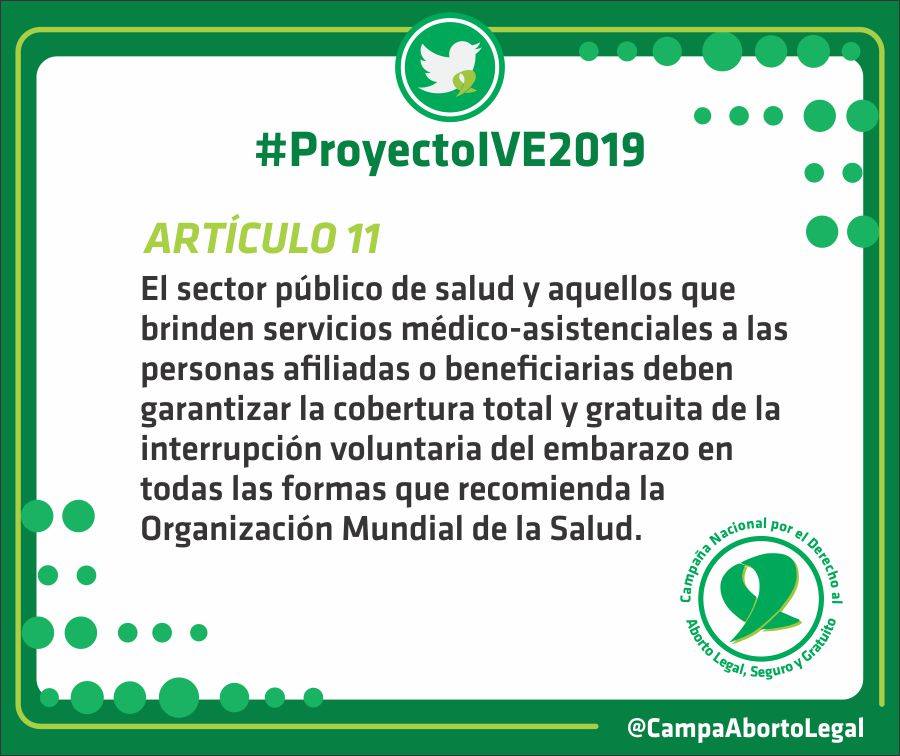 CampAbortoZSur's tweet photo. El sector público de salud y aquellos que brinden servicios médico-qsistenciales a las personas afiladas o beneficiarias deben garantizar la cobertura total y gratuita de IVE en todas las formas que recomienda la OMS. #ProyectoIVE2019 #AbortoLegal2020 https://t.co/YjUyLC4rjq