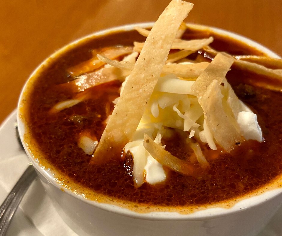 MarketOnHouston's tweet photo. Bison Chili served TX style, shredded cheddar cheese, sour cream and tortilla strips. #MOH https://t.co/7dYOFWChNt