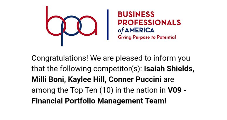 Congrats to our Financial Portfolio Management Team... top 10 in the nation and headed to #NLC2020!!!