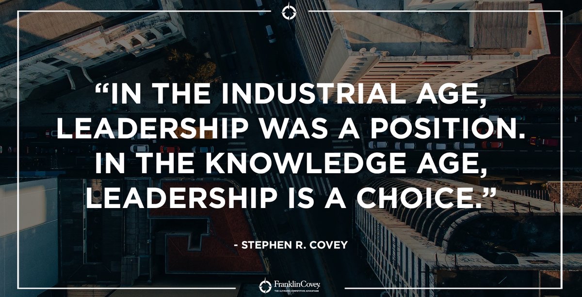 RT <a href="/StephenRCovey/">Stephen R. Covey</a>: “In the industrial age, leadership was a position. In the knowledge age, leadership is a choice.” - Stephen R. Covey #bcpvpa #sd61learn