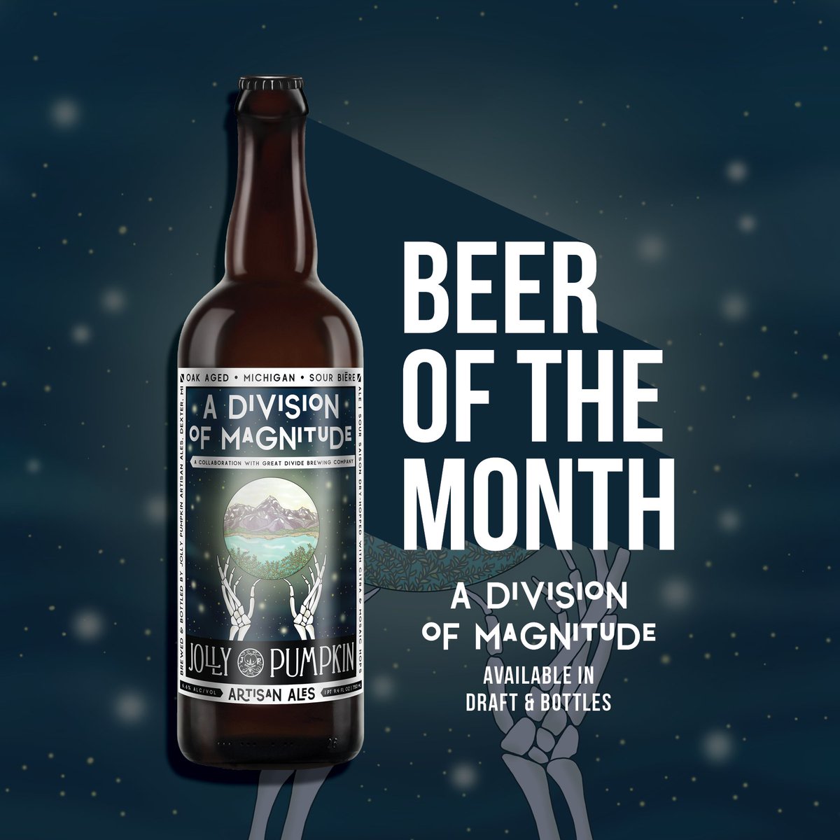 Introducing the March Beer of the Month! 🚨A Division of Magnitude is here! This dry hopped wild saison is a collab with Great Divide and is bright, with notes of grapefruit, tart white grape, &amp; ripe peach. Cheers!