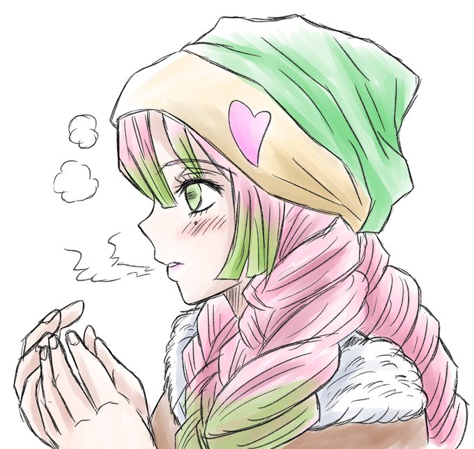 きりうれいさんがTwitterに投稿した甘露寺蜜璃(鬼滅の刃)のイラスト。