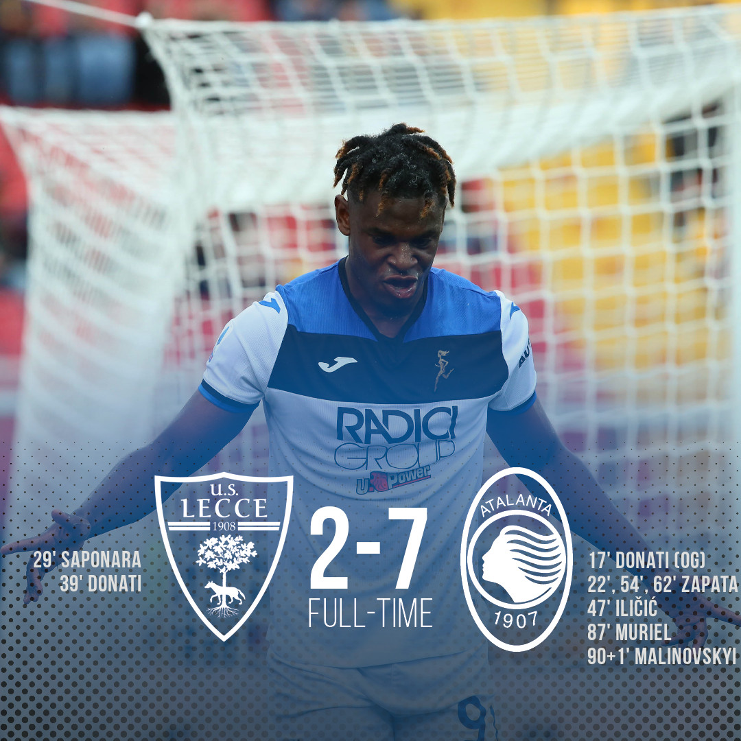 #LecceAtalanta | 2-7 | FULL-TIME

🤩 ALTRA SUPER VITTORIA! 3 PUNTI IMPORTANTISSIMI, GRANDI RAGAZZI!!
😁 ANOTHER BIG WIN! 3 ESSENTIAL POINTS, BIG UP LADS!!

#SerieATIM #GoAtalantaGo ⚫️🔵