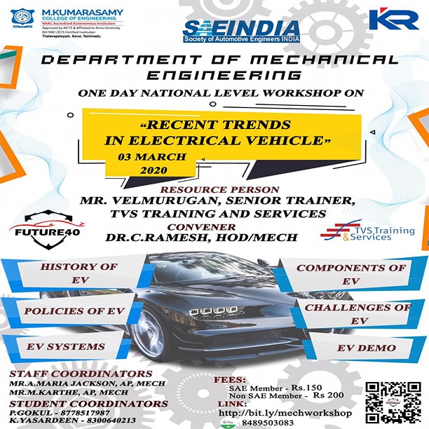 suvcmkce's tweet photo. One day National level workshop on 
☑️ RECENT TRENDS IN ELECTRIC VEHICLE

We welcome you all for the workshop
#workshop #workshops
#socialmedia
#youtubechannel #YouTube

#Future40 #suvc #suvcmkce @SUVC18 #ElectricVehicles #SOLAR #solarpanels #solarcar #mkce #mkcesuvc #education https://t.co/q6KIiRo1r9