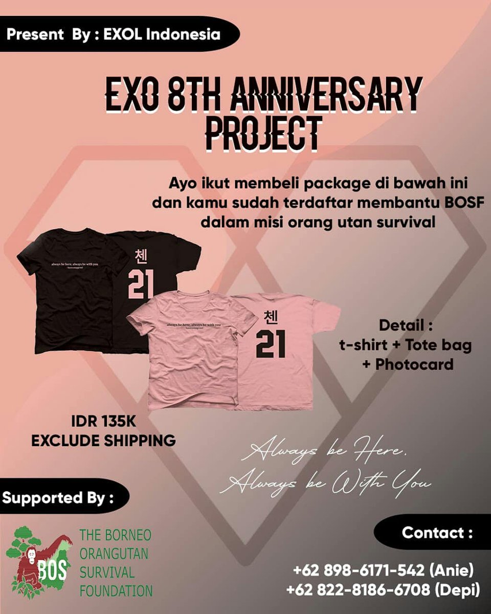 anienoona61's tweet photo. OPEN PO 2 JOIN WITH US
EXO 8TH ANNIVERSARY PROJECT
EXOL X BOSF
Order via Link :https://t.co/Qa62fAwwqY
PO dibuka sampai Tgl 15 Maret 2020 pkl 21.00wib
More info
CP : Depi ( 082281866708)
: Anie (08986171542)
#Exoproject #projectexol #Erinaproject #Saveorangutan #BOSF https://t.co/Sda9mWwnd2