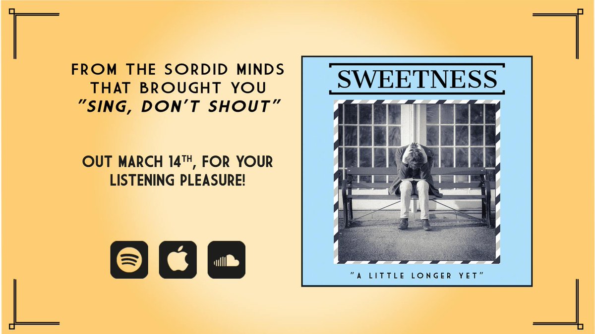 sweetnessbanduk's tweet image. Delighted to announce our latest single, “A Little Longer Yet” will be released on March 14th.
Make sure to get learning the words for our HEADLINE on April 18th, see you there x