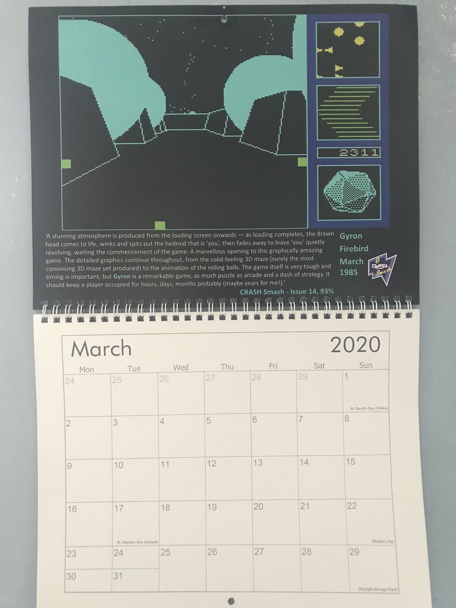ZxPodcast's tweet photo. It’s March and this months is #gyron #firebird #zxspectrum on my calendar https://t.co/tqqlxxyiYH