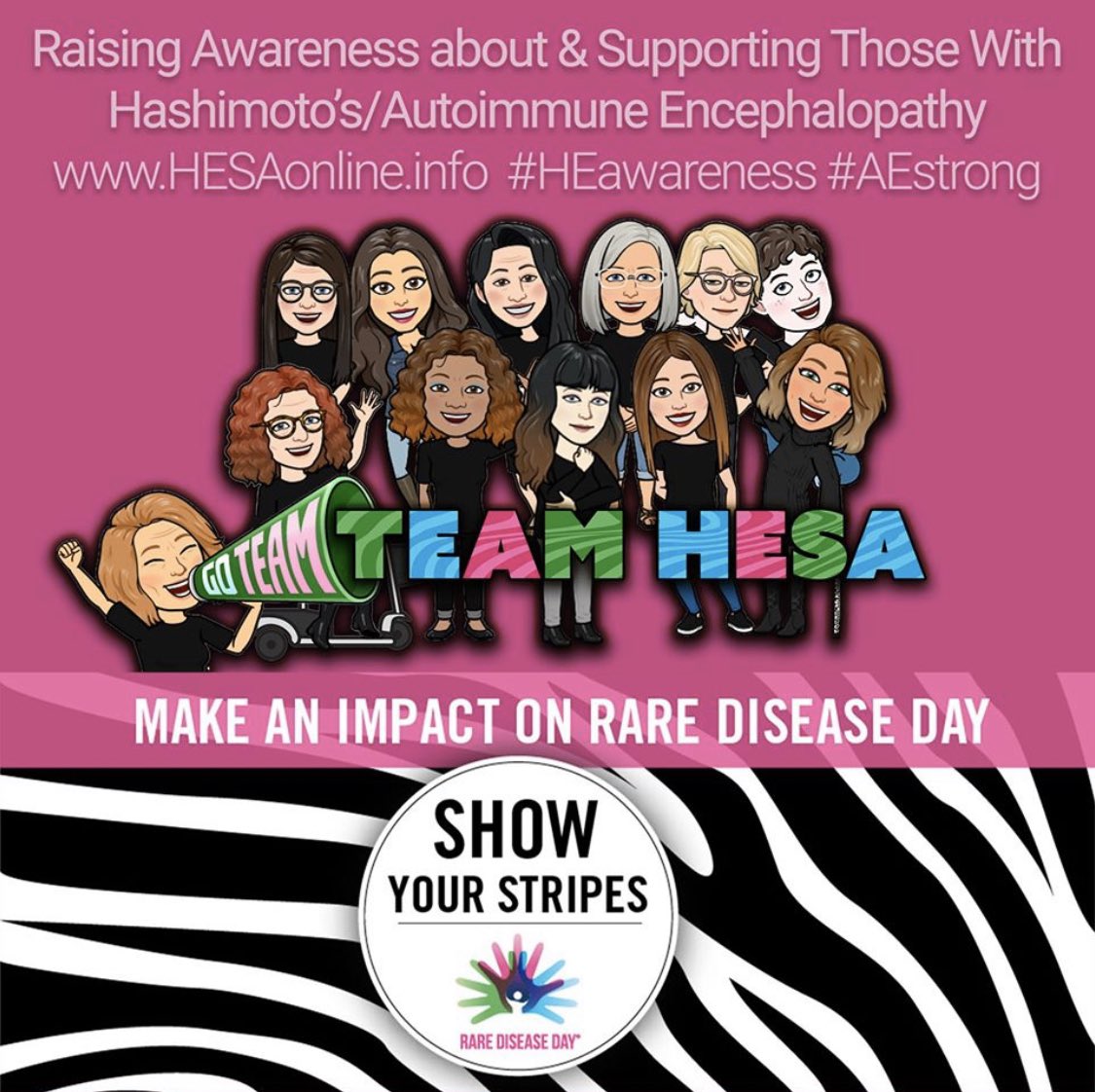 hesaonlineinfo's tweet photo. Rare Disease Day was yesterday but still continuing our recognition of all those who have been so supportive! #ShowYourStripes #HESAonline #AE #chronicillness
#AutoimmuneEncephilitis #HEawareness #medicalresearch #raredisease #AEStrong https://t.co/ZZJuHySX6K