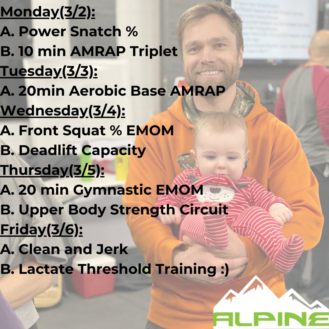 AlpineCrossFit's tweet image. Happy Sunday! We hope everyone is resting up and getting ready for another great week of fitness! Which day are you most excited for!?
#Colorado #Fitness #CrossFit #Gymnastics #OlympicWeightlifting #FrontRange #Friends #Family #BabyLandon #Alpine