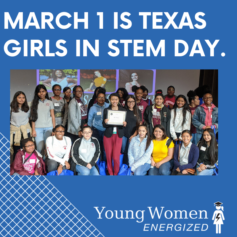 YWEHouston's tweet photo. Did you know that today is the first annual #TXGirlsinSTEM day? How do you support and encourage Texas girls to pursue #STEM careers? #HB3435 https://t.co/i5TizfwDLj
