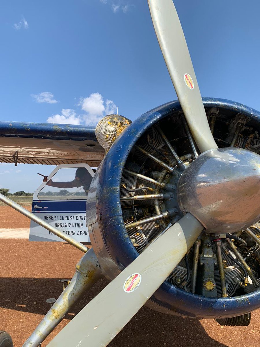 MAAIF_Uganda's tweet photo. Desert Locust Control Update: The second aircraft, as highlighted in the Public Advisories and Press Releases has been flagged off by Hon. Henry Aggrey Bagiire the Minister of State for Agriculture and has started spraying today. More updates to follow here. #LocustFreeUG https://t.co/Ka3TQbv9Qj