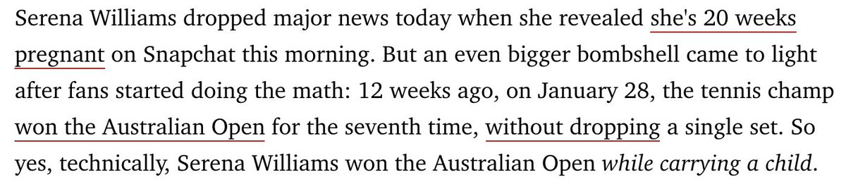 Serena Williams confirmed her pregnancy later that day, meaning she would be out for the rest of the season. In addition, this also meant she was around nine weeks pregnant when she won the Australian Open, which she did so without dropping a set.