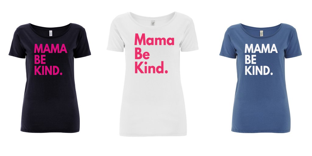 mamabekind's tweet photo. Chose from 3 colour combos in our signature MAMA BE KIND Tee! Navy/ hot pink, White/pink &amp; Denim blue/white. Take a look https://t.co/egVfesZtHT #mamabekind #mamamerch https://t.co/v4OW79aMYF