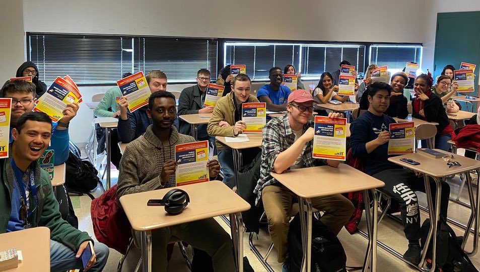 MassPHENOM's tweet photo. We’re showing up at the State House tomorrow for Public Higher Ed Advocacy Day 2020! It’s time for lawmakers to #FundOurFuture and guarantee a #DebtFreeFuture for all! https://t.co/UqOV3IzldG https://t.co/RRYaoHiAhW