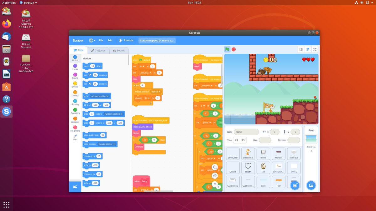 scratux_app's tweet photo. Scratux v1.3 is out! Based on Scratch Desktop 3.8.0 and fetching latest features (like @Raspberry_Pi / #Raspbian support) and bug fixes. Downloads available at https://t.co/WF75Vvtowq https://t.co/oNQU143XZz