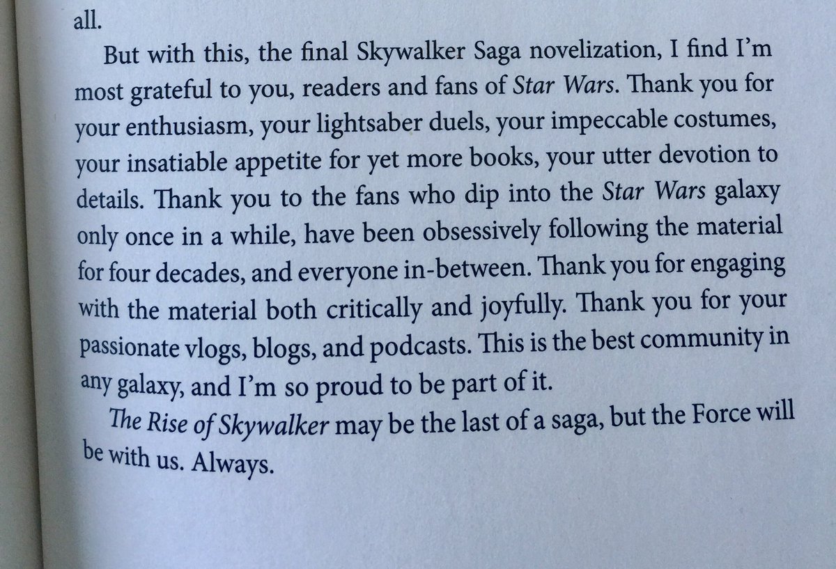 raecarson's tweet photo. Time to post my own novelization spoiler! Here are some acknowledgments. This weekend confirmed for me that I was right to write this. My heart is full of light and hope. Thank you all. https://t.co/STQuZiS4TX