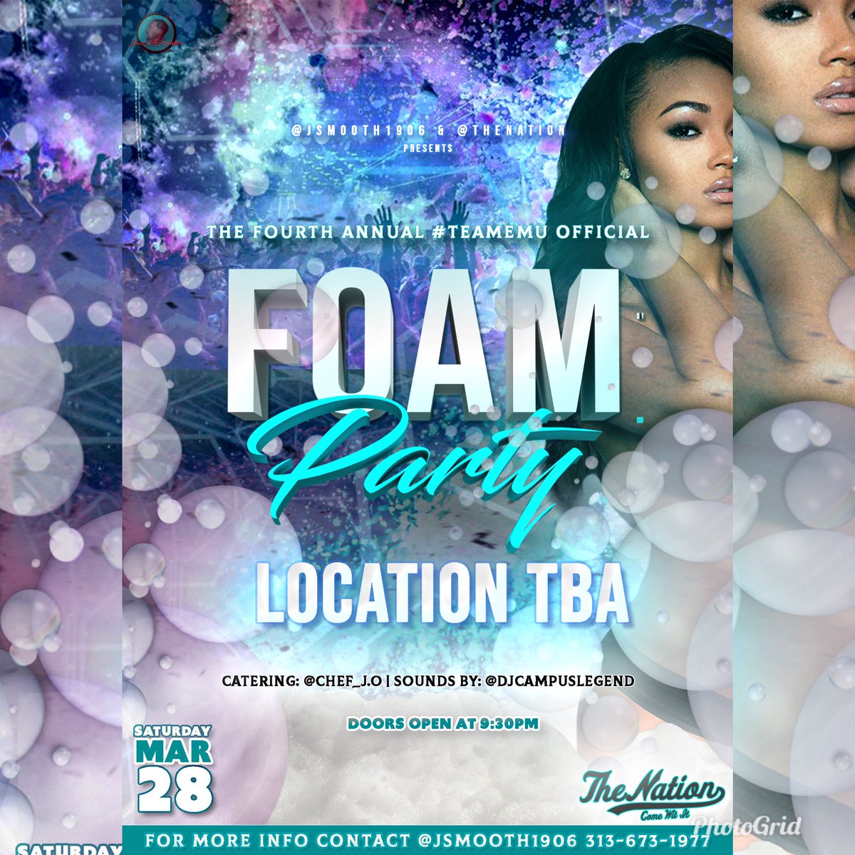 TheNationInc's tweet photo. @jsmooth1906 & @TheNationInc Present the Fourth Annual #TeamEMU “Foam Party” .... Get ready to get wet 💦 and wild 🤪 March 28th @ a New and Never before seen venue just minutes away from campus! More Details to Come ✅ #ComeWitIt #WhoYaWit https://t.co/quaY7dhbtU