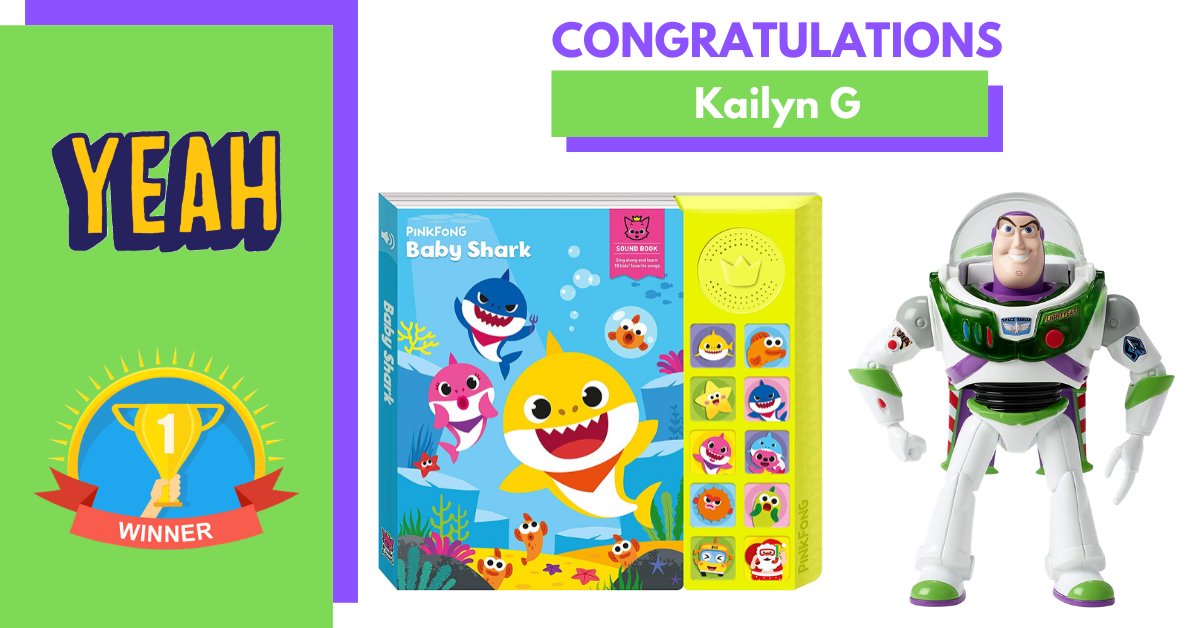 ToyNation1's tweet photo. Congrats Kailyn, you won.🤩 Big thanks to everyone who participated.  Good luck with the next one.

#toynation #giveaways #freestuff #babyshark #buzzlightyear https://t.co/2rednN70hL