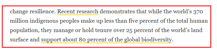 elleprovocateur's tweet photo. "Although the worlds 7.6 billion people rep. only 0.01% of all living things by weight, humans have already caused the loss of 83% of all wild mammals &amp; half of all plants"

Again: #Indigenous, less than 5% of population, manage 25% land &amp; support approx. 80% all biodiversity. https://t.co/AZg5zrRSwG
